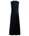Hugo Boss Boss Farara Mixed Media Sleeveless Pleated Dress In Dark Blue