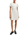 Hugo Boss Regular-fit Dress In Stretch Fabric With Hardware Buttons In Open White