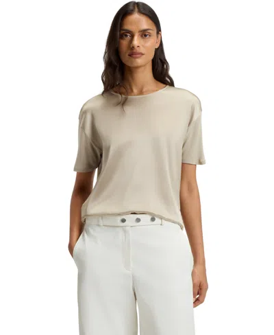 Hugo Boss Boss By  Women's Regular-fit Stretch-silk Front T-shirt In Neutral