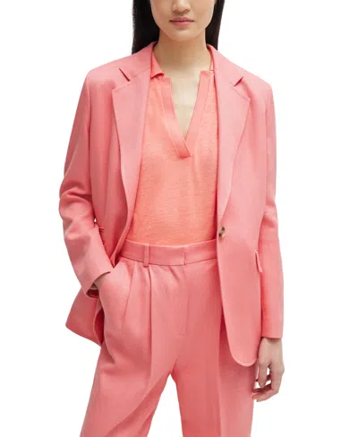 Hugo Boss Boss By  Women's Relaxed-fit Jacket In Open Pink