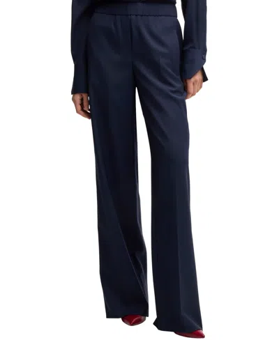 Hugo Boss Boss By  Women's Relaxed-fit Trousers In Dark Blue