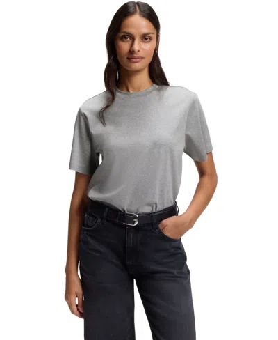 Hugo Boss Boss By  Women's Relaxed-fit Crewneck Short-sleeve T-shirt In Gray