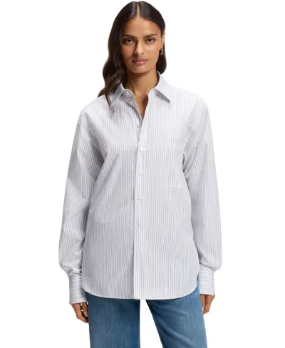Hugo Boss Boss By  Women's Relaxed-fit Vertical-stripe Poplin Blouse In Purple
