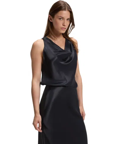 Hugo Boss Boss By  Women's Satin Cowl-neck Sleeveless Blouse In Blue