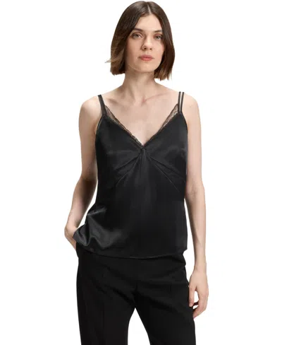 Hugo Boss Boss By  Women's Satin Lace Trim Camisole Top In Black