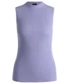 Hugo Boss Sleeveless Mock-neck Top In Ribbed Fabric In Bright Red