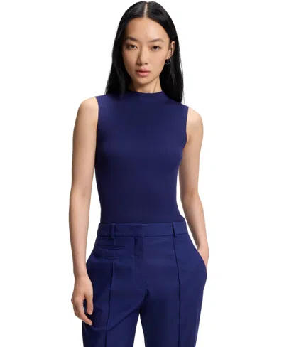 Hugo Boss Boss By  Women's Sleeveless Mock-neck Top In Blue