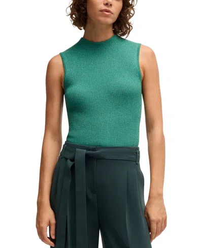 Hugo Boss Boss By  Women's Sleeveless Ribbed Top In Open Green