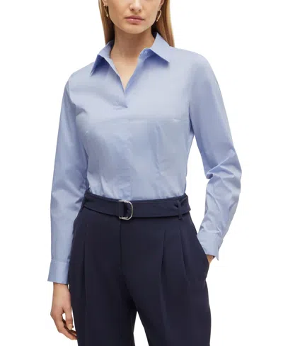 Hugo Boss Boss By  Women's Slim-fit Blouse In Light,pastel Blue