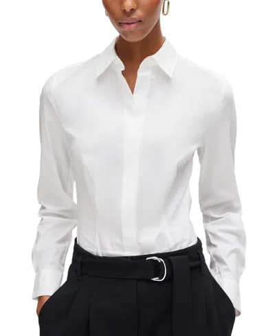 Hugo Boss Boss By  Women's Slim-fit Blouse In White
