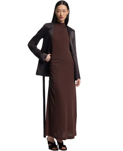 Hugo Boss Boss By  Women's Slim-fit Gathered Detail Jersey Dress In Brown
