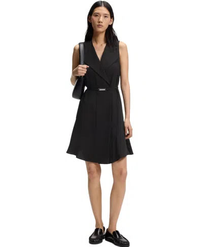Hugo Boss Boss By  Women's Soft Crepe Belted Wrap Dress In Black