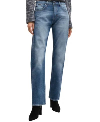 Hugo Boss Boss By  Women's Straight-fit Faded-blue Jeans In Purple