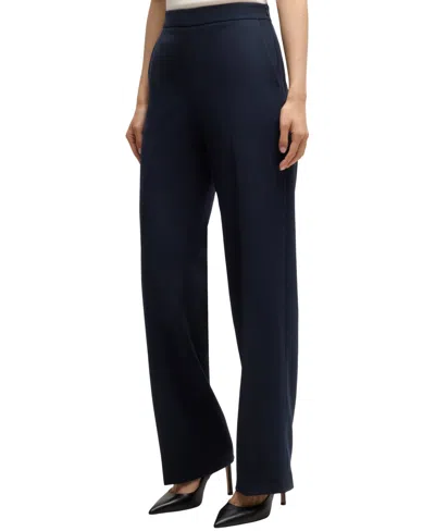 Hugo Boss Boss By  Women's Straight-fit Trousers In Dark Blue