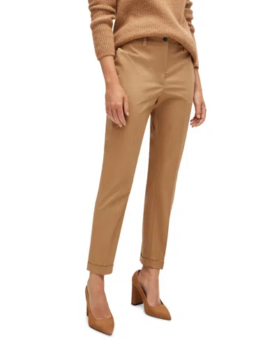 Hugo Boss Boss By  Women's Stretch-cotton Twill Regular-fit Pants In Medium Beige