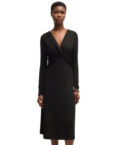 HUGO BOSS BOSS BY HUGO BOSS WOMEN'S STRETCH CREPE TWIST-FRONT DRESS