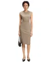 Hugo Boss Boss By  Women's Stretch Fabric Cap-sleeve Dress In Brown