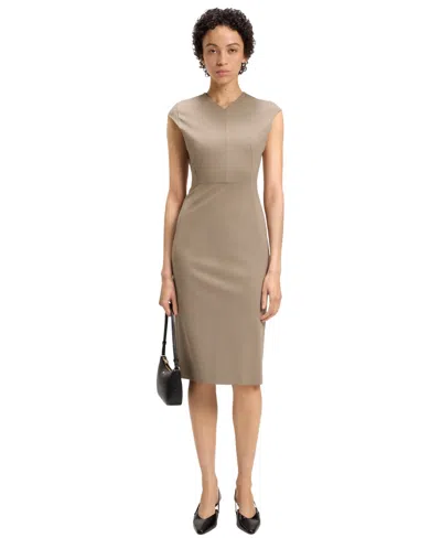 Hugo Boss Boss By  Women's Stretch Fabric Cap-sleeve Dress In Brown