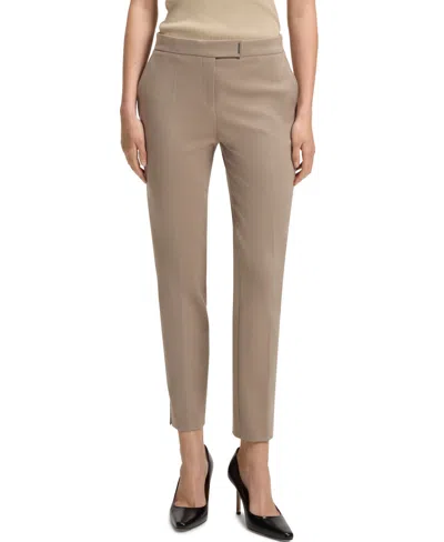 Hugo Boss Boss By  Women's Stretch Punto Milano Slim-fit Pants In Brown