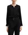 Hugo Boss Boss Banorah Stretch Silk Top In Black
