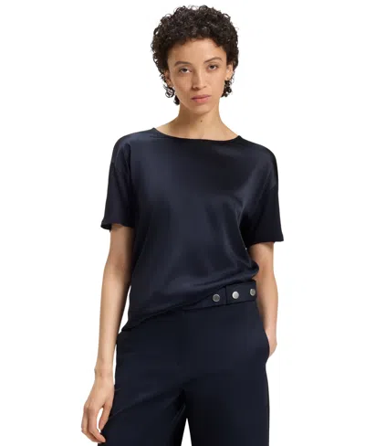 Hugo Boss Boss By  Women's Stretch-silk Regular-fit T-shirt In Blue