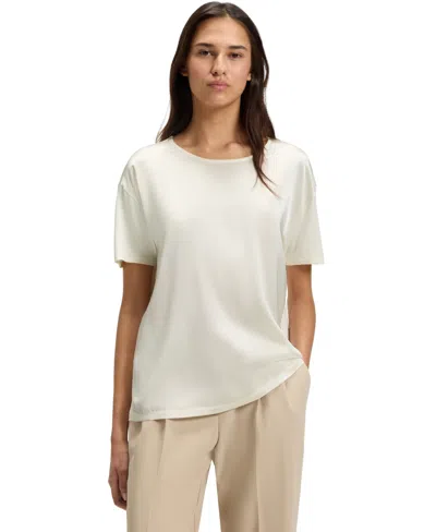 Hugo Boss Boss By  Women's Stretch-silk Regular-fit T-shirt In White