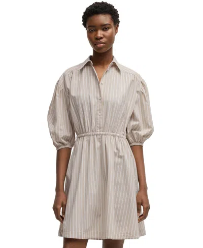 HUGO BOSS BOSS BY HUGO BOSS WOMEN'S STRIPED COTTON SHIRT DRESS