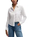 Hugo Boss Boss White Vertical Stripe Cotton Shirt In White