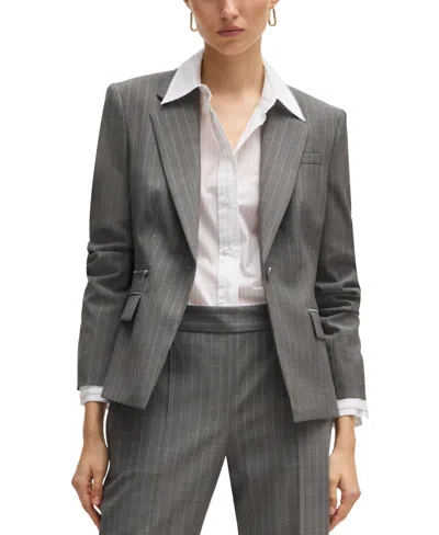 Hugo Boss Boss By  Women's Striped Slim-fit Blazer In Open Misc