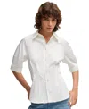 Hugo Boss Boss Belaurena Puff Elbow Sleeve Button-up Shirt In White