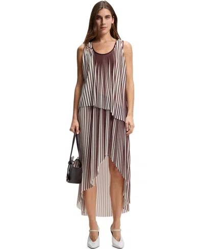 Hugo Boss Boss By  Women's Two-tone Plisse Pleat A-line Dress In Brown