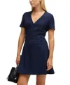 Hugo Boss Boss By  Women's V-neck Business Dress In Dark Blue