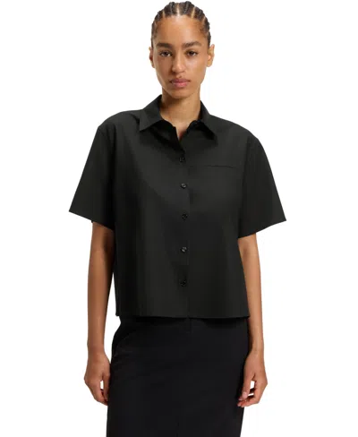 Hugo Boss Boss By  Women's Virgin Wool Regular-fit Blouse In Black