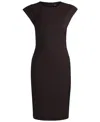 Hugo Boss Slim-fit Dress In Virgin Wool With Cap Sleeves In Open Red