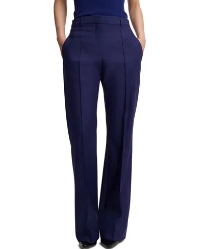 Hugo Boss Boss By  Women's Virgin-wool Twill Flared-leg Pants In Blue