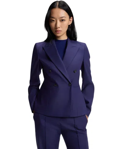 Hugo Boss Boss By  Women's Virgin-wool Twill Slim-fit Blazer In Blue