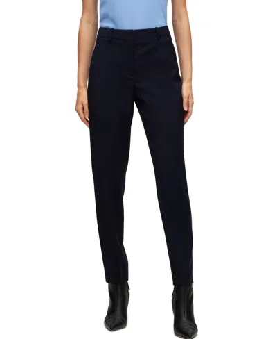 Hugo Boss Boss By  Women's Wool Regular-fit Cropped Pants In Dark Blue