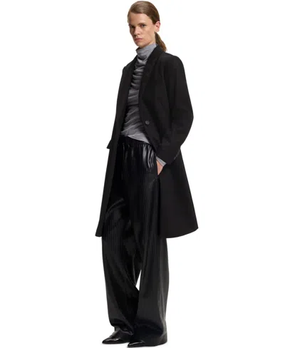 Hugo Boss Boss By  Women's Wool Regular-fit Peak Lapels Coat In Black