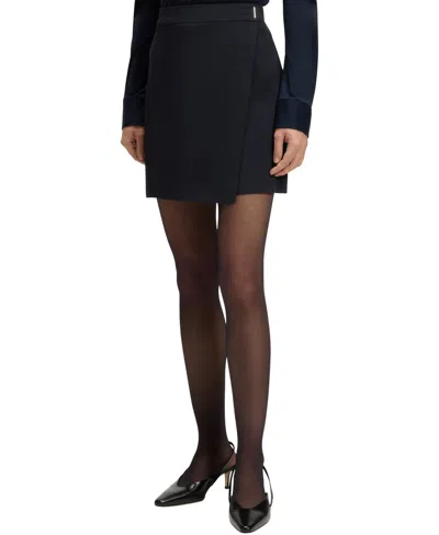 Hugo Boss Boss By  Women's Wrap Front Crepe Mini Skirt In Blue