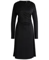 Hugo Boss Twist-detail Long-sleeve Midi Dress In Black