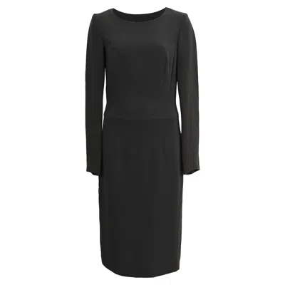 Hugo Boss Boss By Hugo Long Sleeve Midi Dress In Black Wool
