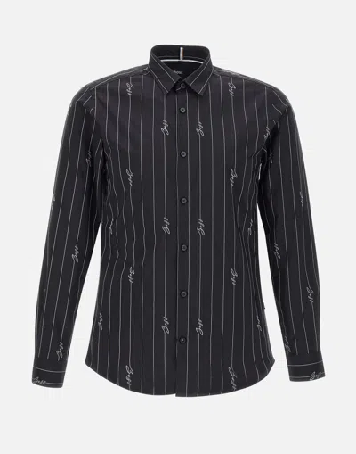 Hugo Boss Boss C Roan Black Striped Cotton Shirt