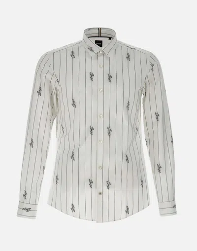 Hugo Boss Boss C Roan Striped Cotton Shirt In White