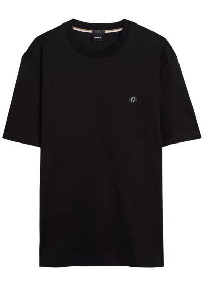 Hugo Boss Boss C-taut 01 Logo-appliquéd Cotton T-shirt In Black