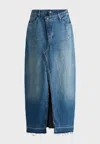 Hugo Boss Maxi-length Denim Skirt With Front Slit In Jeans