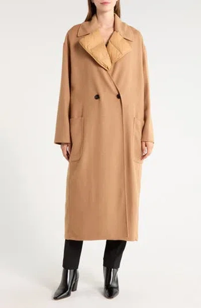 Hugo Boss Boss Callim Double Breasted Coat With Removable Vest In Brown
