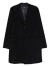 Hugo Boss Structured Blue Coat With Tailored Design In Black