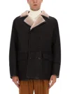 Hugo Boss Double-breasted Shearling Jacket Pockets In Black