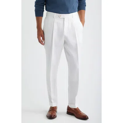 Hugo Boss Boss Camel Peet White Pleated Linen Suit Pants