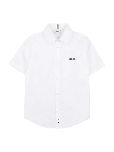 Hugo Boss Boss Camicia A Maniche Corte In White
